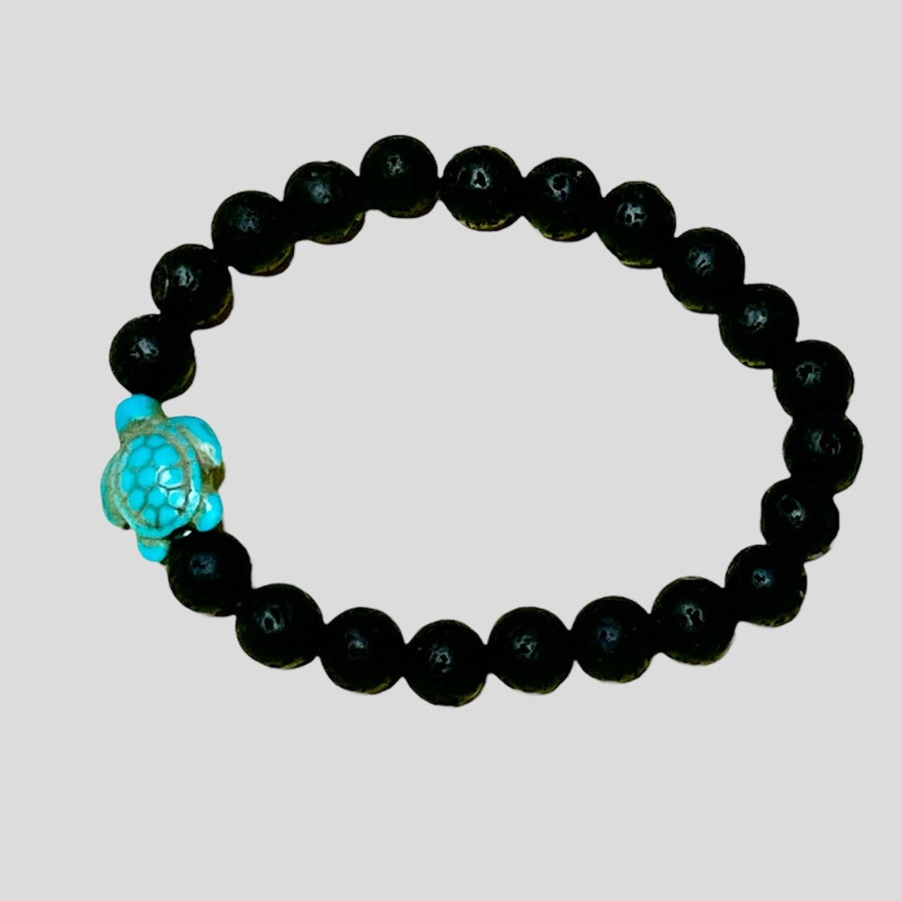 Sea turtle turquoise stone beaded stretch bracelet
